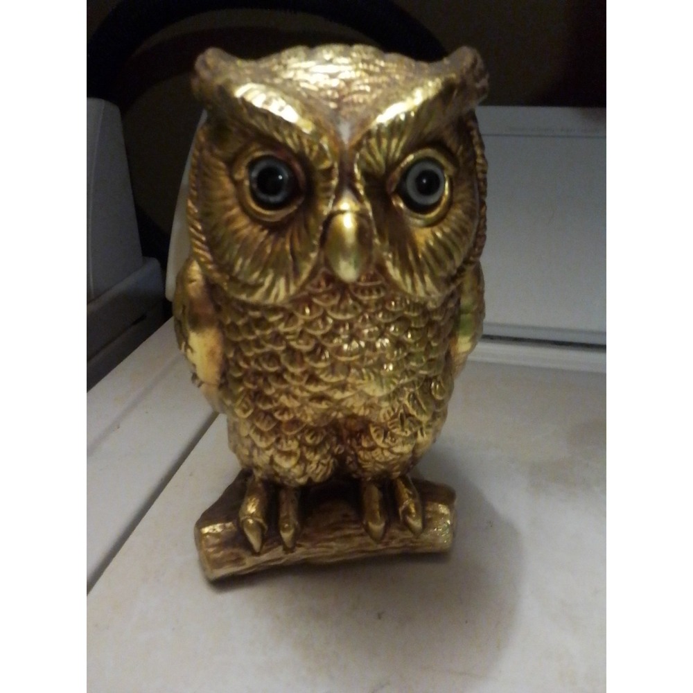 VTG Lenwil Ardalt Original Japan MCM Beautiful Gold Owl w Blue Eyes Marked 6778 - Picture 5 of 10